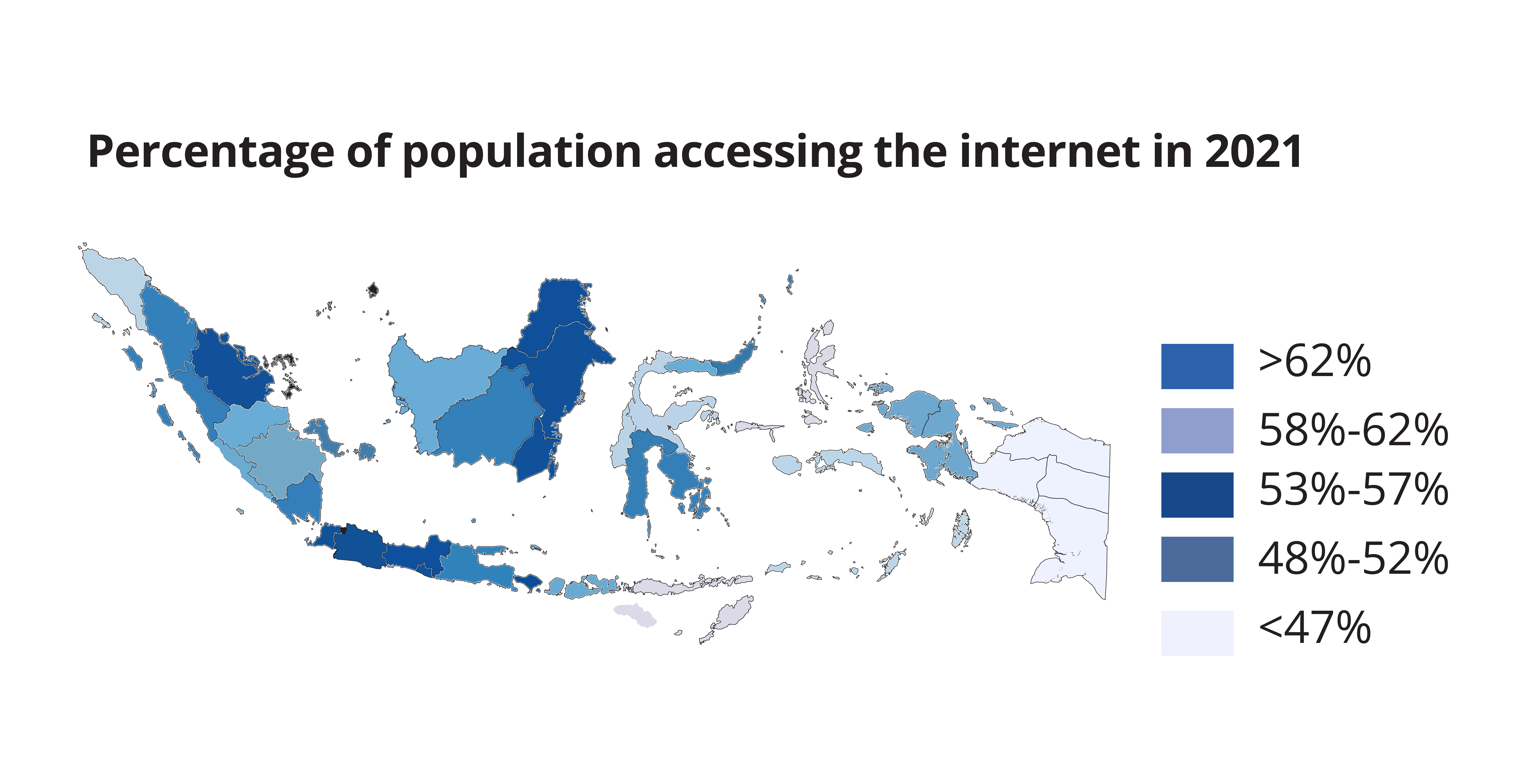 Percentage of population accessing the internet in 2021