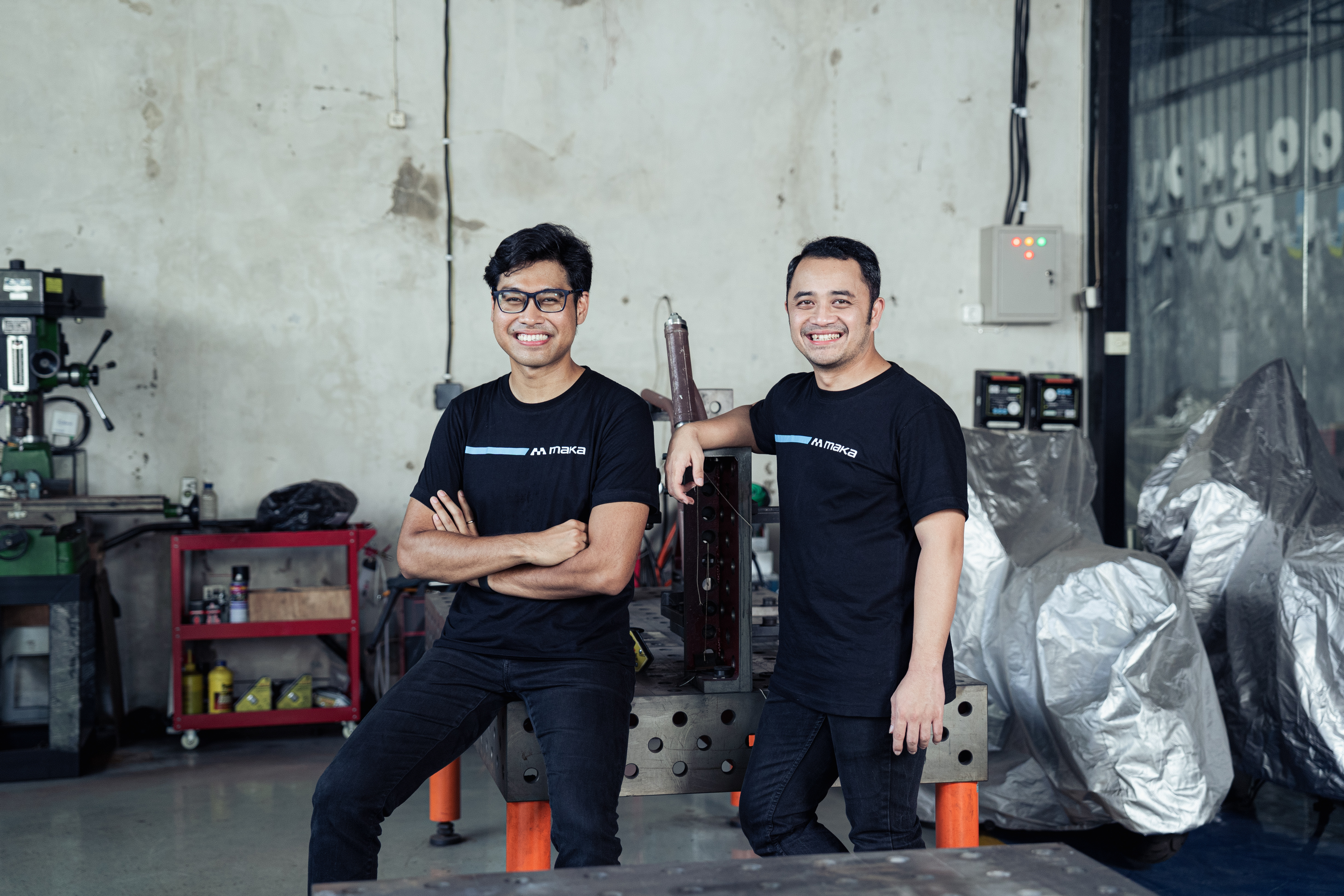 In this picture are the founder of MAKA Motors, Raditya Wibowo and Arief Fadillah
