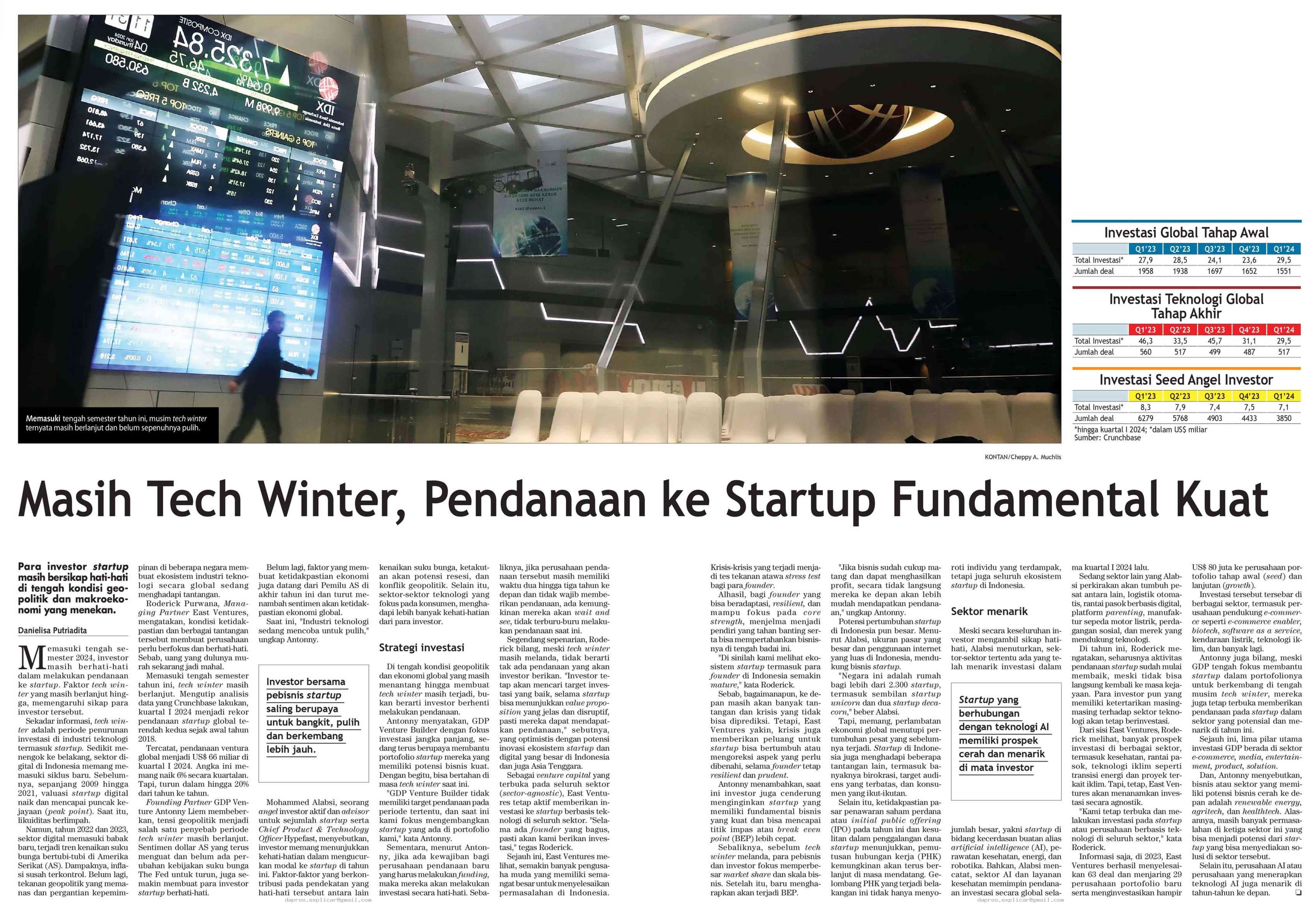Masih tech winter, pendanaan ke startup fundamental kuat
