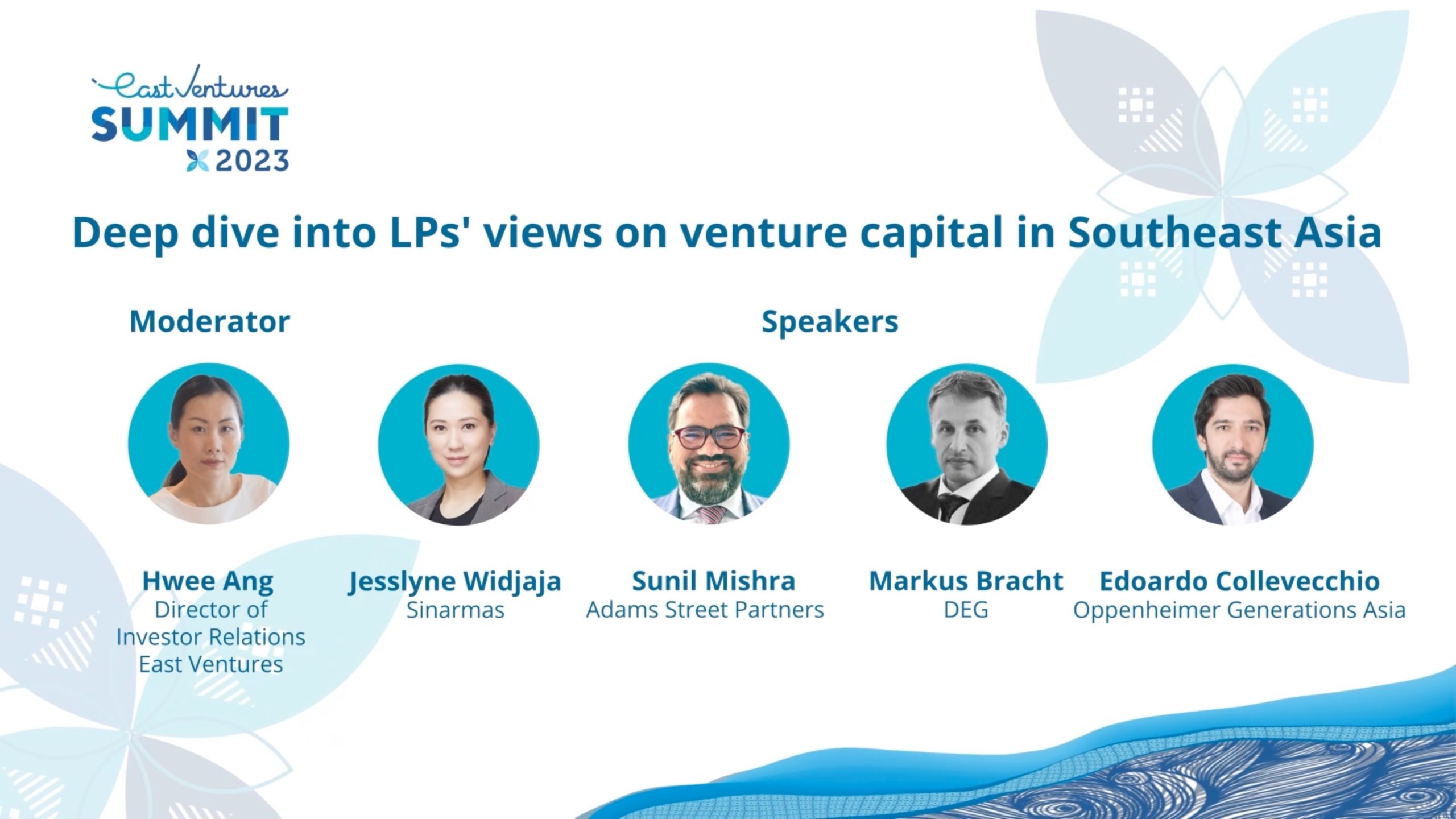 Deep dive into LPs' views on venture capital in Southeast Asia|East Ventures Summit 2023 - Deep dive into LPs' views on venture capital in Southeast Asia panelists|East Ventures Summit 2023 - Deep dive into LPs' views on venture capital in Southeast Asia|East Ventures Summit 2023 - Deep dive into LPs' views on venture capital in Southeast Asia - Jesslyne Widjaja|East Ventures Summit 2023 - Deep dive into LPs' views on venture capital in Southeast Asia - Sunil Mishra|East Ventures Summit 2023 - Deep dive into LPs' views on venture capital in Southeast Asia - Edoardo Collevecchio|East Ventures Summit 2023 - Deep dive into LPs' views on venture capital in Southeast Asia - Markus Bracht