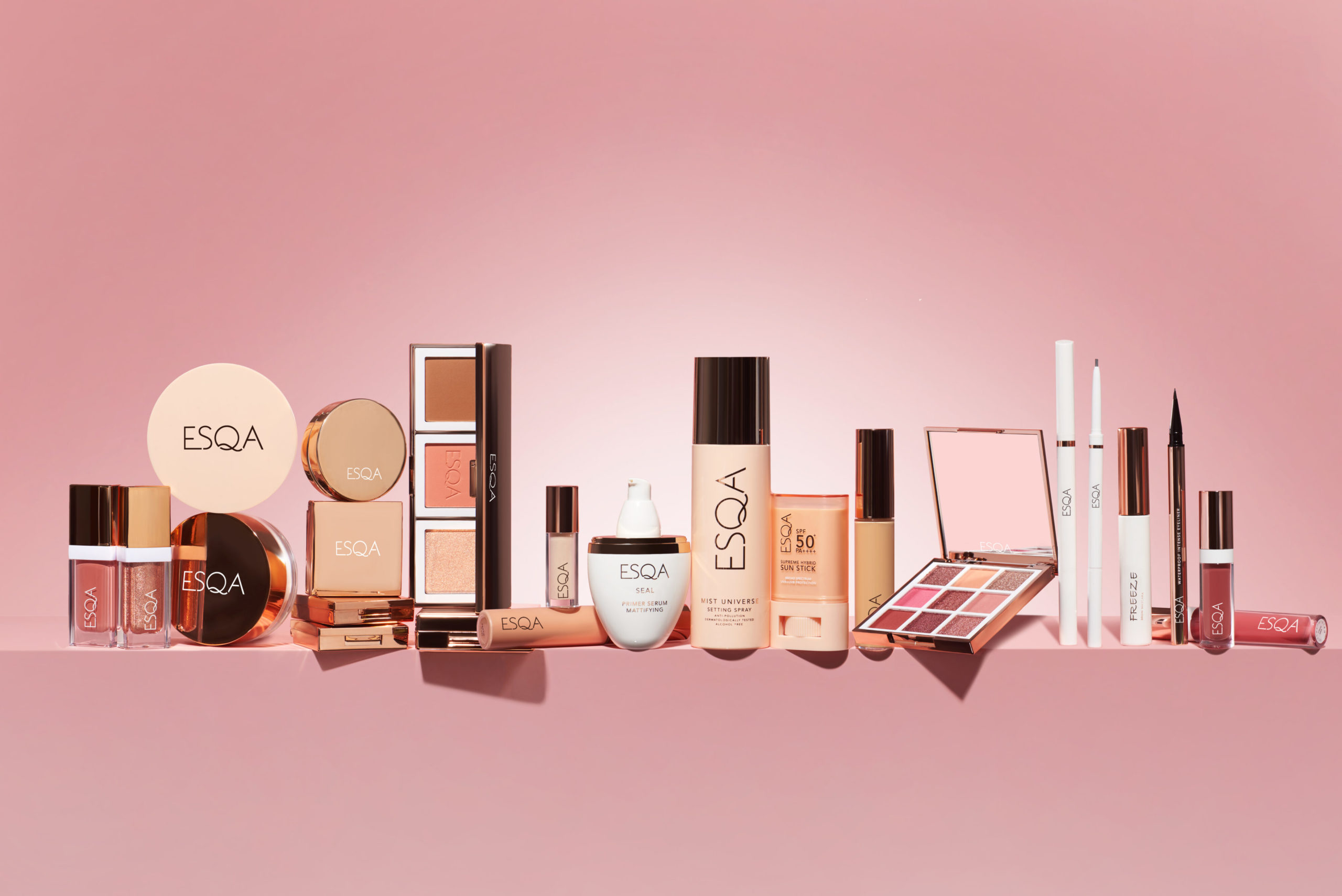 Produk ESQA |Esqa co-founders Kezia Trihatmanto (left) and Cindy Angelina|Esqa cosmetics|Sociolla store with Esqa display|Esqa co-founders Kezia Trihatmanto (left) and Cindy Angelina